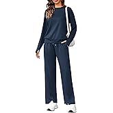 Totatuit Women's Long Sleeve Sweatsuit Sets Wide Leg Pants with Pockets Tracksuit 2 Piece Travel Outfits S-XXL