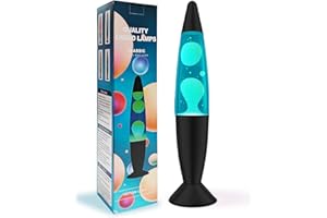 13.5 Inch Liquid Motion Lamp Night Light (Black Base, Light Blue Liquid, White Wax), Room Decor Motion Light Table Lamp, Bulb