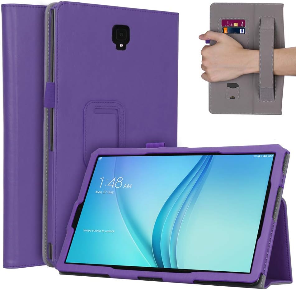 Jasilon Samsung Galaxy Tab S4 10.5 Case-Premium PU Leather Case Smart Auto Wake Cover with Hand Strap, Card Slots, Pocket for Samsung Galaxy Tab S4 10.5 (SM-T830 T835 T837) 2018-Purple
