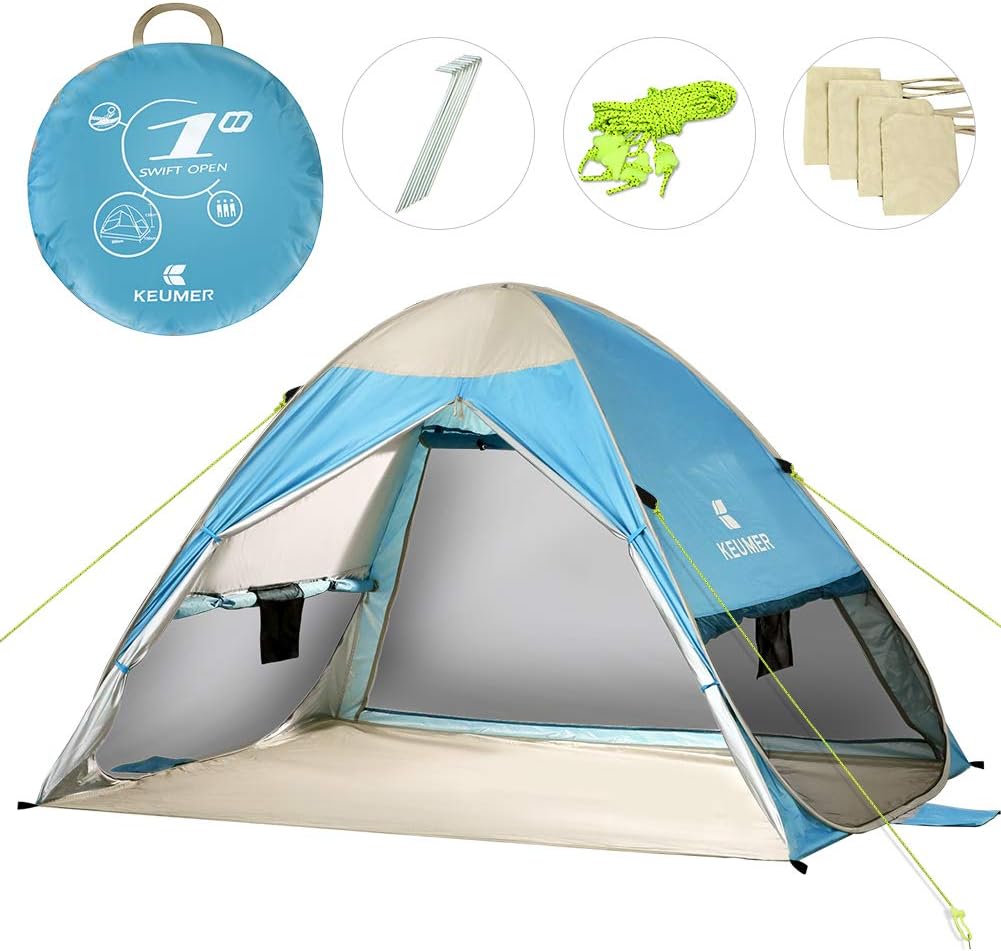 Tente Pop-Up Plage 7x7,5 Pieds - Auvent Anti-UV UPF50+ - 4 Piquets Inclus - Arc-en-Ciel