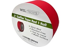 WELTROICE Gaffers Tape Red 1 Pack, Heavy Duty Gaffing Tape, Matte Non-Reflective Pro Gаff Tape, Multipurpose, Hand Tear, Residue Free, Cloth Tape for Cable, Stage, Photography 2 Inch x 30 Yards * 1 Red Roll