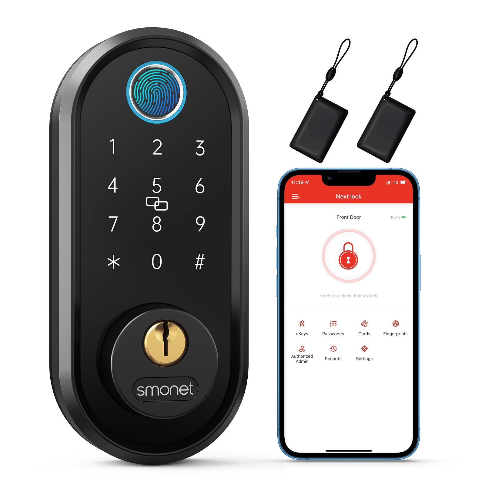 Photo 1 of Smart Lock, SMONET Fingerprint Door Lock Smart Deadbolt Keyless Entry - Electronic Digital Keypad with Biometric Fingerprint, Smartphone App Auto Lock Bluetooth Keys Fobs Smartlock for Alexa, Home