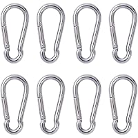 Ziediop Spring Loaded Small Carabiner Clip Stainless Steel, Silver 1.57