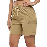 BASUDAM Women's Athletic Shorts Quick Dry Cargo Lightweight Zipper Pockets Summer Outdoor Hiking Running