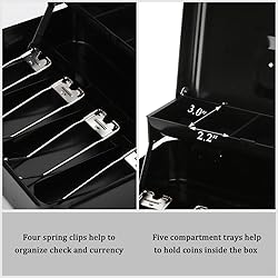 Jssmst Large Cash Box with Money Tray and Lock