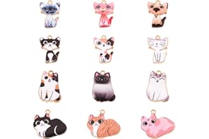 Spritewelry Enamel Animal Theme Charm Flower Cattle Head Cat Butterfly Fox Tortoise Charms Pendants for Earring Necklace Bracelet Keychain Jewelry Craft Making