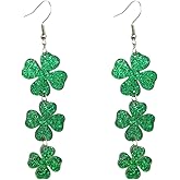 ROSTIVO Shamrock Earrings for Women St. Patrick's Day Earrings Clover Dangle Earrings