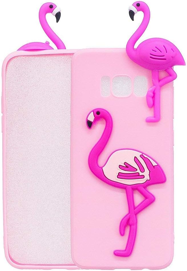 Maoerdo Galaxy S8 Case 3D Cartoon Cute Fruits Animals Pattern with Anti-Scratch Shock-Absorption Shockproof Durable Gel TPU Cover for Samsung Galaxy S8 - Flamingo