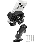 FPN Heavy Duty Phone Mount Holder with Vibration Dampener for Boat Truck Car [Camera Friendly] [1s Lock &amp; Release] [Aluminum Screw-Mounted AMPS Diamond Base &amp; Medium Arm], Fits 4.7-7.2" Cell Phones
