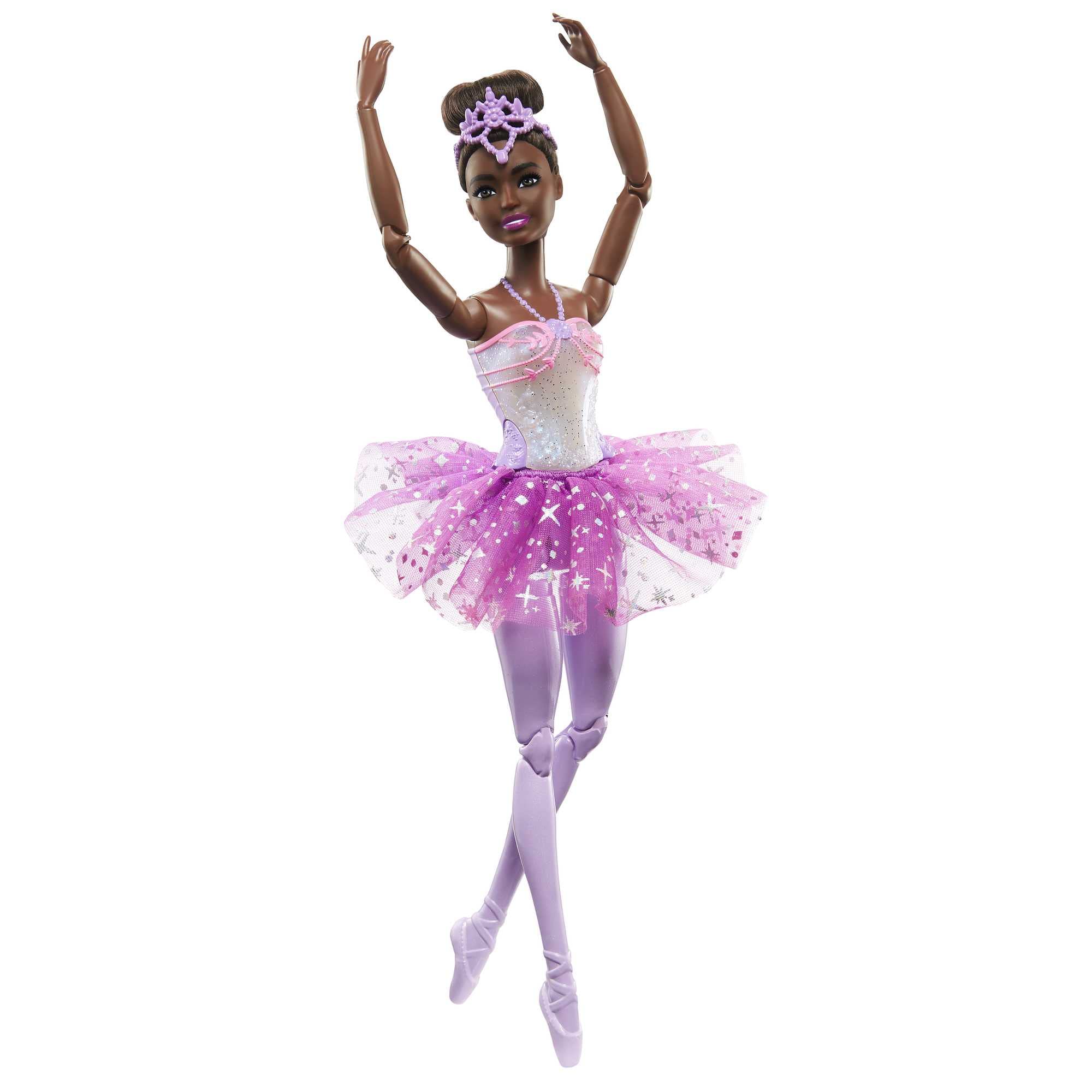 Barbie Dreamtopia Twinkle Lights Ballerina Doll with Brunette Hair & Light-Up Feature Wearing Removable Headband & Purple Tutu, HLC26