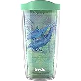 Tervis Guy Harvey - Living Reef Collection Made in USA Double Walled Insulated Tumbler Travel Cup Keeps Drinks Cold & Hot, 16oz, Dolphins