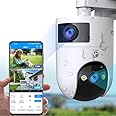 JOOAN 5G Security Camera Outdoor 2K Dual Lens Home Surveillance IP Camera 360° PTZ Camera 5G 2.4G WiFi 2 Way Audio IP66 Waterproof Motion Detection Alert Color Night Cloud/Card Record