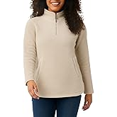 32 Degrees Heat Women's Mock Neck Fleece 1/4 Zip Pullover Sweater with Pockets (US, Alpha, X-Large, Regular, Regular, Tan)