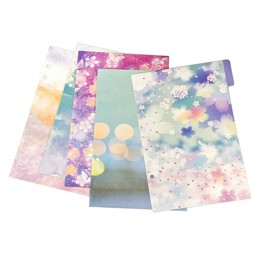 BLUGUL Coated Paper A5 Dividers, 6 Hole, A5 Subject Dividers, Notebook Index Divider, Loose Leaf Binder Divider Tab Cards, Sakura 10pcs