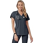 Eipnare Scrub Tops for Women - V-Neck Top Scrubs with 4 Pockets, Soft Fabric Women’s Medical Scrub Top, Easy Care Charcoal Gray