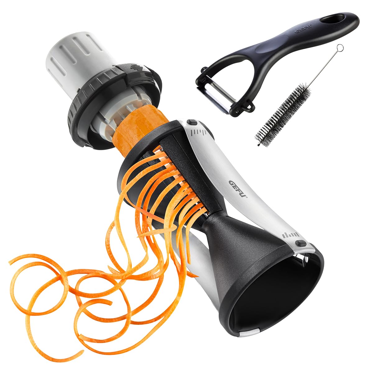 Gefu 13780 Sprielli 2.0 - Spiralizer for Vegetables - Vegetable Zucchini Slicer - Stainless Steel