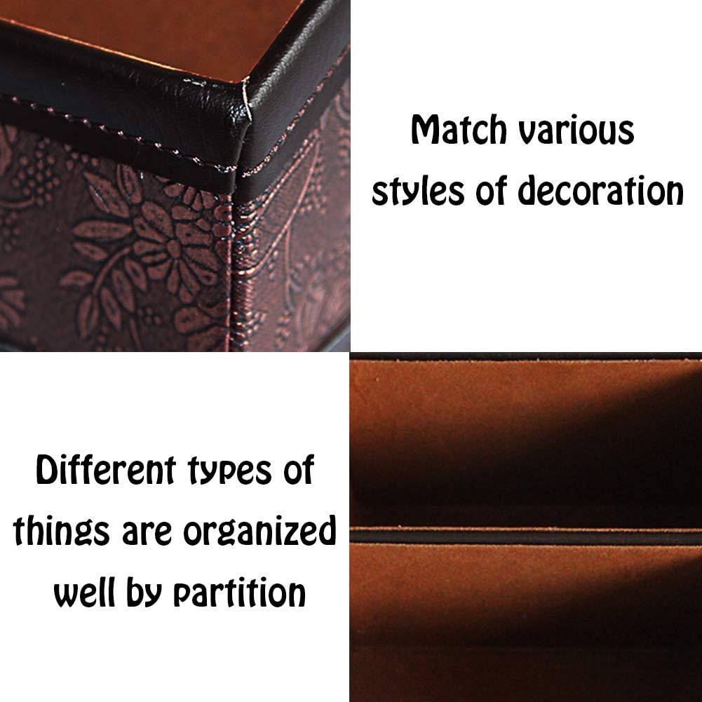 Daixers PU Leather Remote Control Holder Storage Container for TV Remote Phone Caddy Eyeglasses: Home & Kitchen