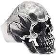 ZhxshwHdd Skull Ring For Men Vintage Silver Black Cool Punk Retro Gothic Dainty Goth