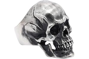 ZhxshwHdd Skull Ring For Men Vintage Silver Black Cool Punk Retro Gothic Dainty Goth