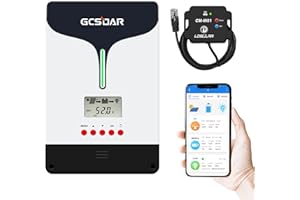 GCSOAR 60A Solar Charge Controller+WiFi Adapter, 12V/24V/48V Automatic Maximum PV 150V ,99% Charging Efficiency MPPT Solar Charge Controller for Gel Sealed Immersion AGM and Lithium Ion Batteries