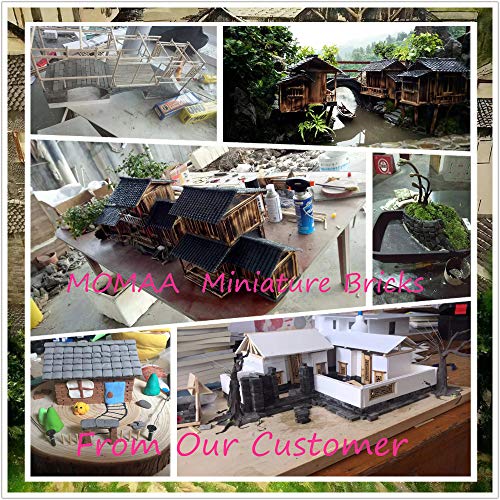 MOMAA 1/16 Miniature Brick-Scale Wall Bricks Mini Bricks Model Sand Table Micro Landscape Accessories DIY Dollhouse Bricks Diorama Fairy Garden (red+Grey) (Gray) - Image 6