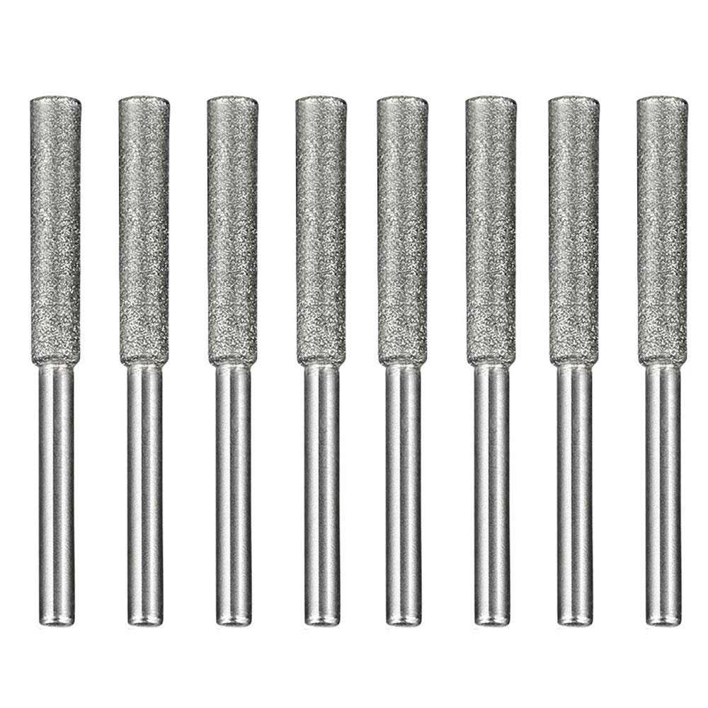 Nifocc 8 PCS Diamond Sharpening Wheels Diamond Chainsaw Sharpener Burr Grinding Stone File for Metal Chainsaw Alloy Steel Jade Gem Stone carving Ceramics Glass - 5/32" 4 mm