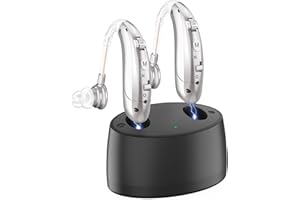 MEIMOUSE Hearing Aids for Seniors, Rechargeable Invisible Hearing Amplifier with Noise Cancelling, Hearing Aids for Severe Hearing Loss Adults, Portable Behind-the-Ear Hearing Aid Headphones