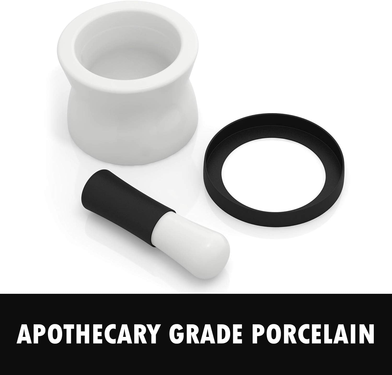 EZ-Grip Silicone & Porcelain Mortar and Pestle With Non-Slip Detachable Silicone Base - NEW DESIGN - Dishwasher Safe by Cooler Kitchen: Kitchen & Dining
