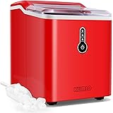 KUMIO Ice Makers Countertop, 26.5 Lbs/24H, 9 Bullet Ice Ready in 6-9 Mins with Ice Scoop and Basket, Compact Portable Ice Mak