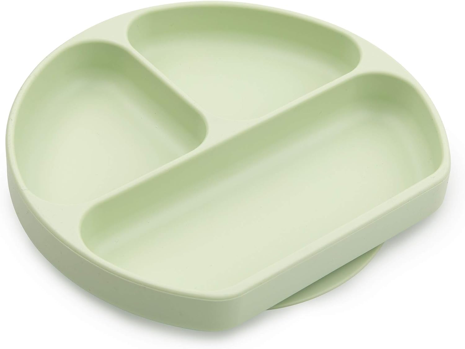 Bumkins Silicone Grip Dish, Suction Plate, Divided Plate, Baby Toddler Plate, BPA Free, Microwave Dishwasher Safe - Sage Green