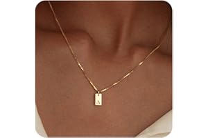 FISSEN JEWELRY Stocking Stuffers Initial Necklaces for Women 14K Gold Plated Letter Necklace Dainty Name Pendant Necklace Personalized Christmas Gifts for Women Trendy Gold Jewelry