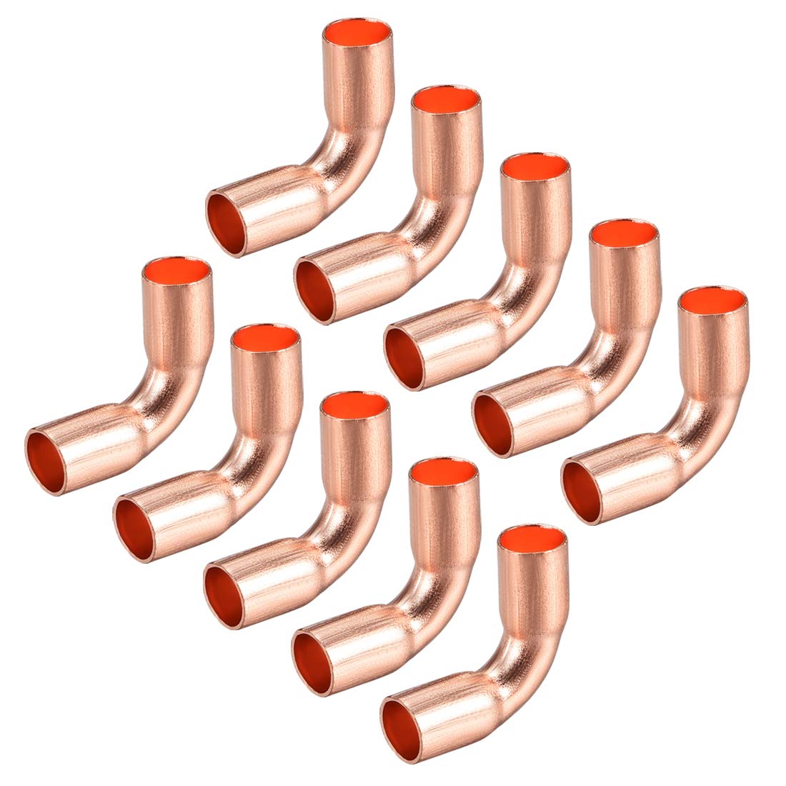uxcell 6.35mm ID 90 Degree Copper Elbow Short-Turn Copper Pipe Fitting Connector for Plumbing 10pcs
