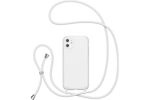 UEEBAI Crossbody Lanyard Phone case for iPhone 11 6.1 inch, Silicone Phone Cover with Adjustable Necklace Strap Soft Belt Neck Cord Lanyard Shockproof Protective Case - White