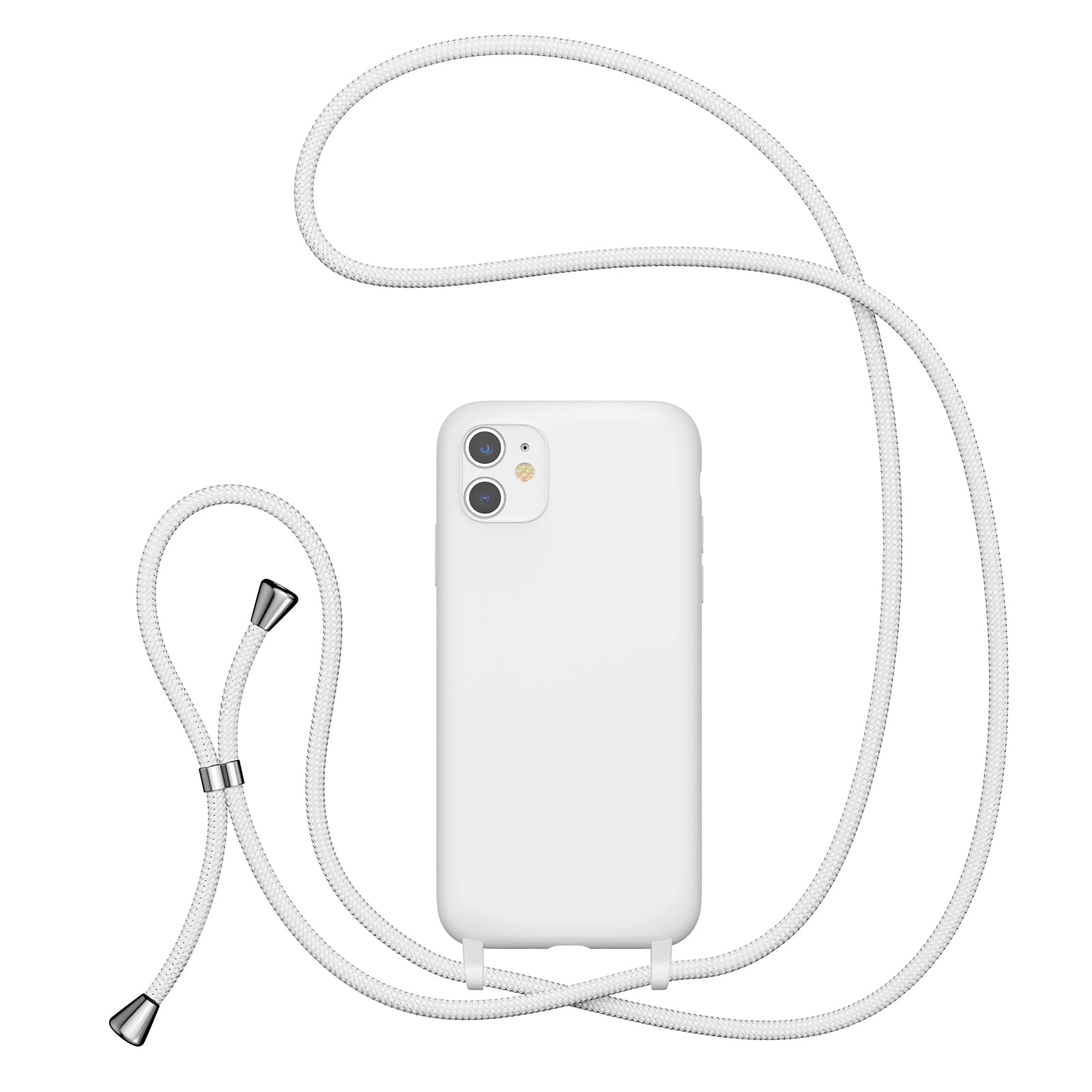 UEEBAI Crossbody Lanyard Phone case for iPhone 12/iPhone 12 Pro 6.1 inch, Silicone Phone Cover Necklace Cord Strap Soft Shockproof Protective Case - White
