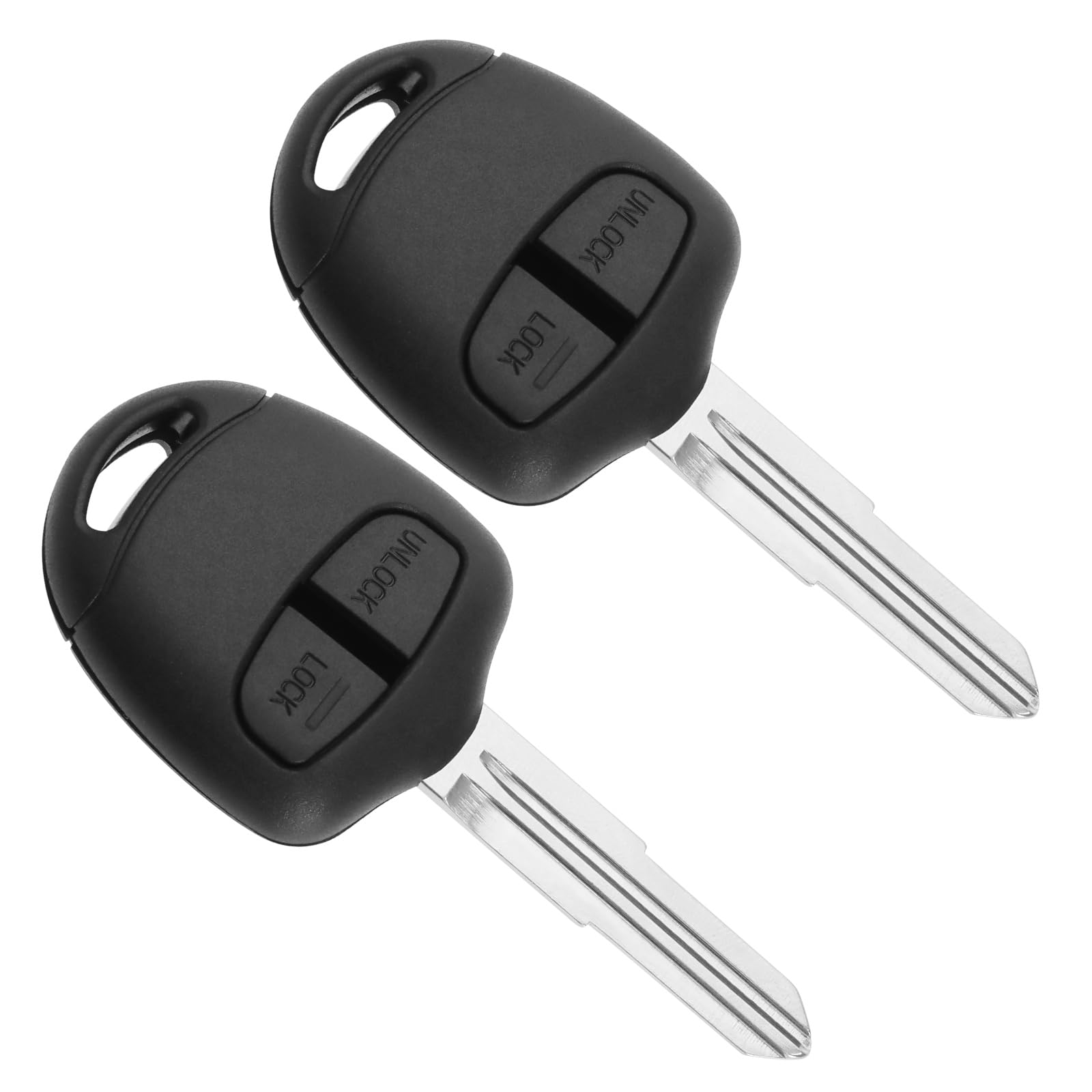 eMagTech 2pcs Right Groove Car Key Shells 2 Buttons Car Key Case Car Remote Key Protective Shell Compatible with Mitsubishi Pajero Sport Outlander Grandis ASX MIT11