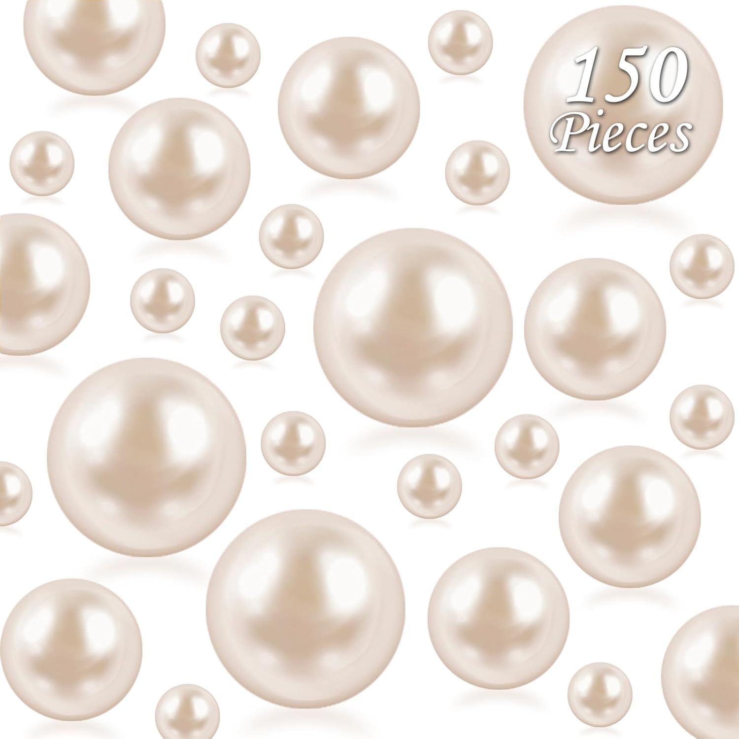 Vase Fillers - Cusmation 150 Pcs Floating Vase Filler Pearl and 800 Pcs Clear Water Beads for Vases, White Pearls for Vases No Hole White Pearl Beads White Vase Filler Table Scatter Wedding Birthday Party 8/14/20 mm