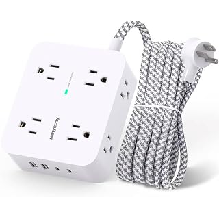 HANYCONY Surge Protector Power Strip, 1080J, 5 Ft Braided Extension Cord | 8 Outlets 4 USB Ports(2 USB C), Outlet Extender, F