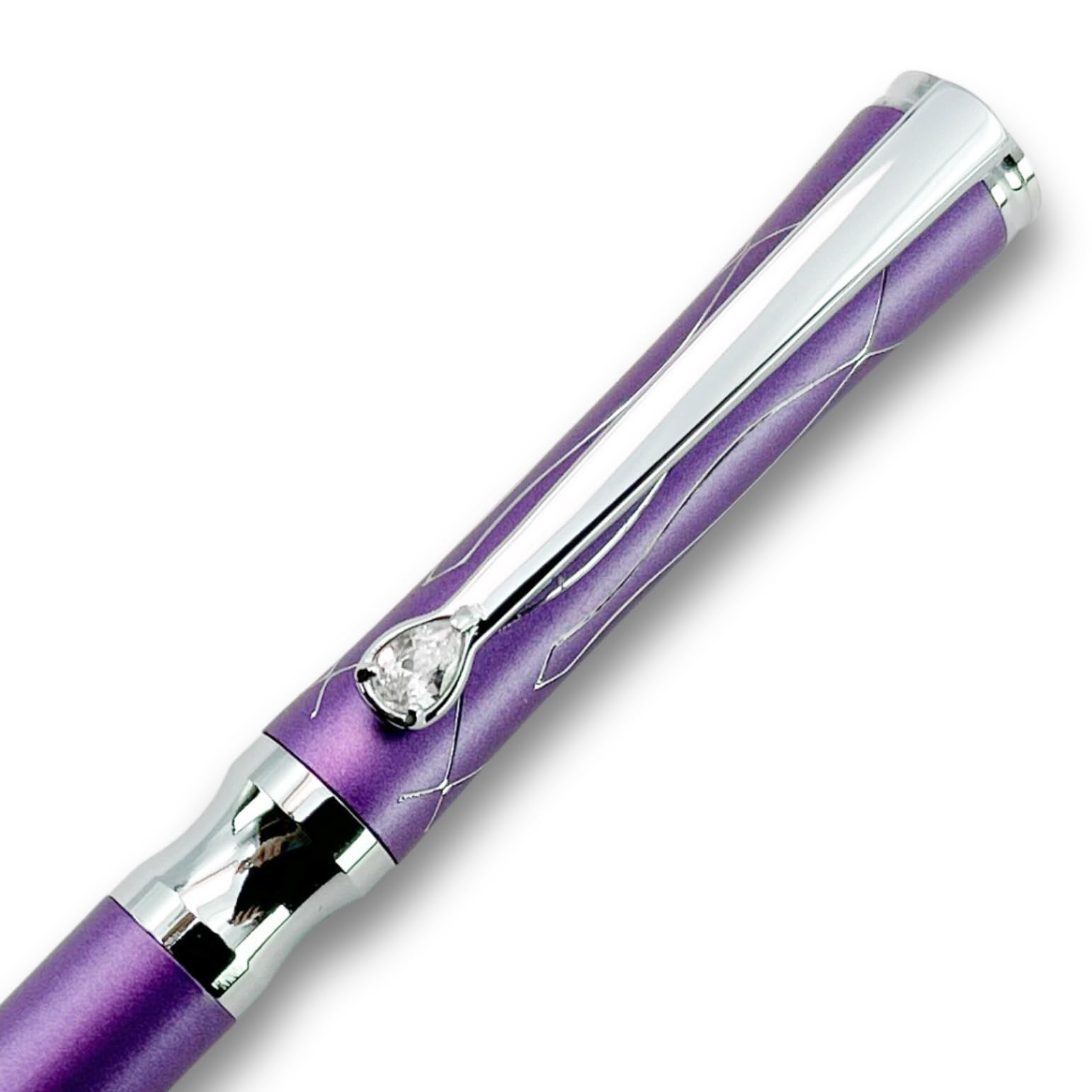 LACHIEVA LUX Elegant Crystal Executive Metal Ballpoint Pen with German-made Refills, Luxury High end Writing Instruments for Women-Purple