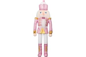 Gemscream 20 Inch Christmas Nutcracker Stuffed Plush Nutcracker Doll Soldier Figure Xmas Stuffed Animals for Holiday Party Decor Gifts Home Table Centerpieces(Pink Gold)