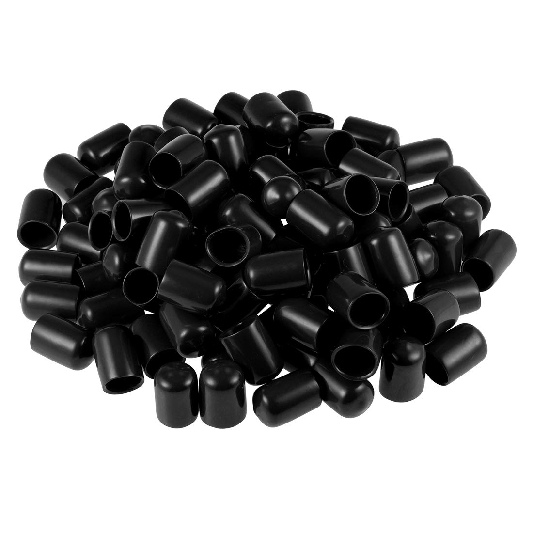 sourcing map 100pcs Rubber End Caps 11mm ID Vinyl Round Tube Bolt Cap Cover Screw Thread Protectors Black