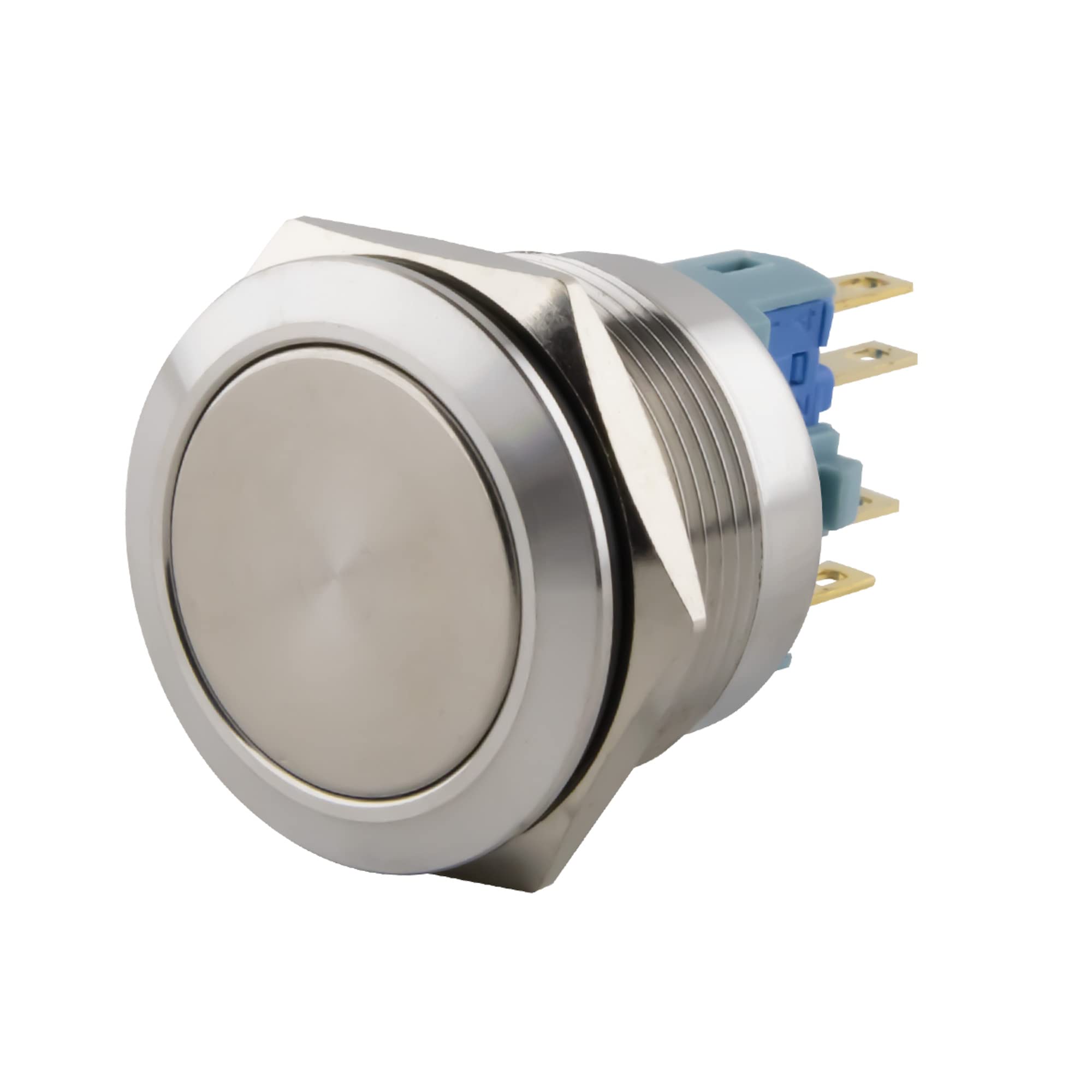 SeKi Stainless Steel Push Button Diameter 22 mm Touch Button Flat Head Shape Soldering Eyelets/Flat Connector 0.5 x 2.8 Connection Bell Push Button