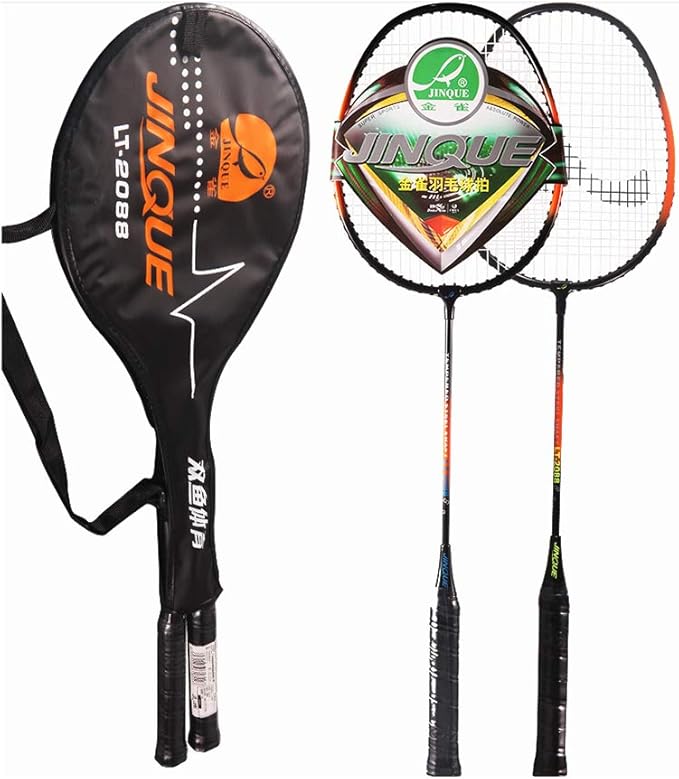 DOUBLE FISH 2 Player Badminton Racquets Set, Double Rackets, Lightweight & Sturdy Perfect for
