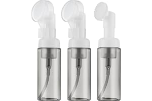 Owlyee 2oz Foam Bottle (3PCS) with Brush, Empty Foaming Pump Dispenser for Hand Soap, Lash Cleanser, Shampoo to Travel (60ml, Black)