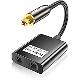 SOUNDFAM Optical Audio Splitter 1 in to 2 Out Toslink Splitter Optical Adapter Ideal for Home Theatre and More-Black
