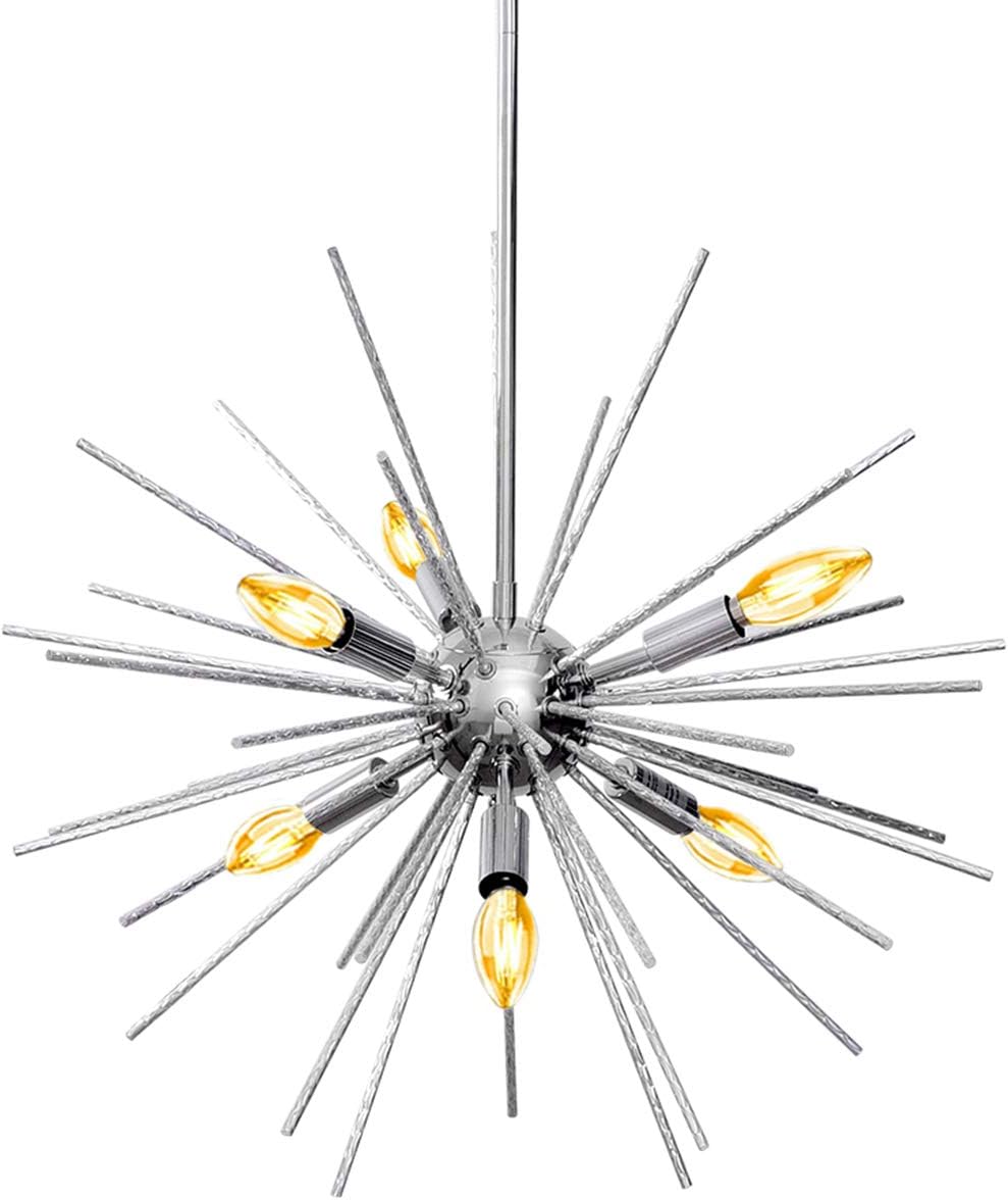 LED Sputnik Chandeliers 6 Lights Modern Firework LED Light Sparkling Aluminum Rod Pendant Lighting Ceiling Light Fixtures Suitable for Modern Decoration Style Houses: Home Improvement
