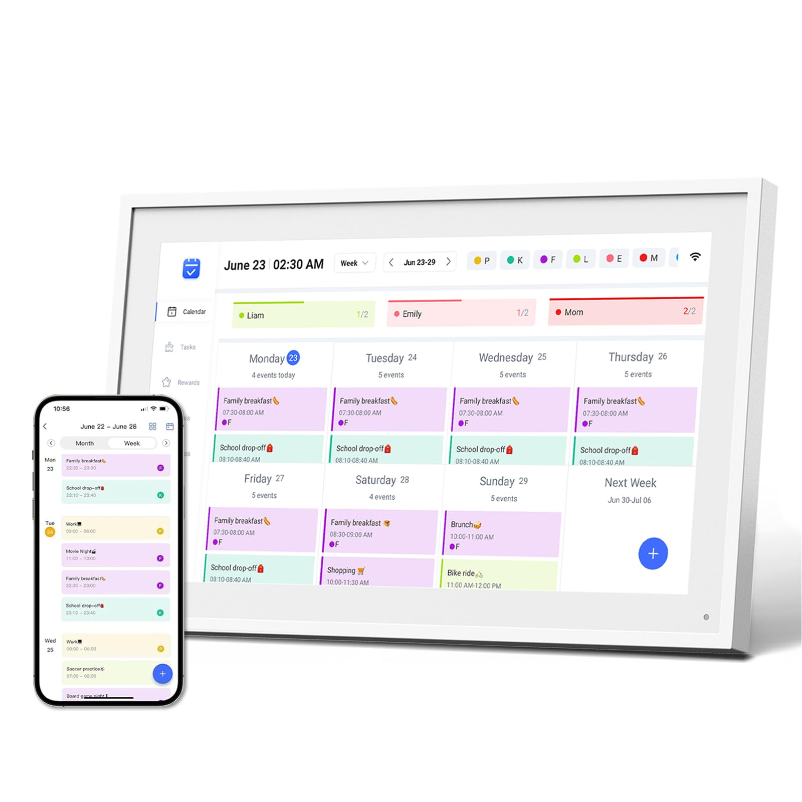 Photo 1 of 10.1" Digital Calendar, Meal Planner, Duty Chart, to Do List,HD Smart Touch Screen Home Interactive Smart Electron Calender - Built-in Digital Photo Frame Function (white, 10.1)