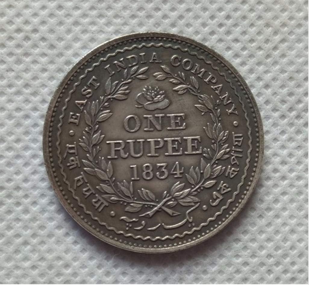 RARE Antique European 1834 India 1 Rupee - William IV United Kingdom UK 1 British Crown Great Britain Silver Color Coin