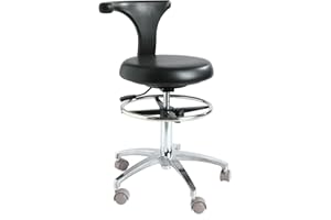 LIMKOMES Standard Rolling Stool with Backrest Dental Nurse Chair Height Adjustable Stool Drafting Chair for Office Kitchen Clinic and Lab-BLack
