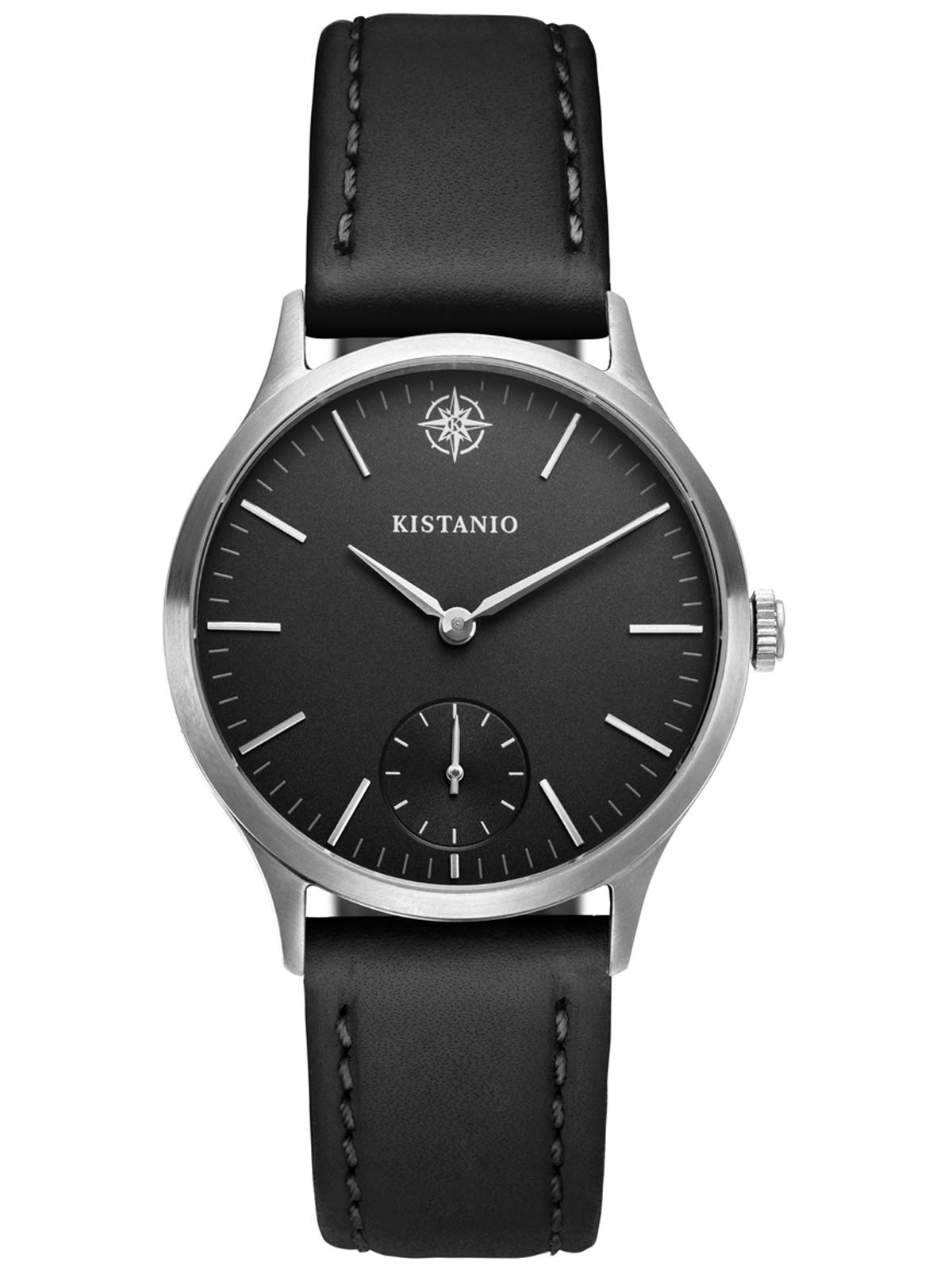 Kistanio Stratolia Women's Watch with Leather Strap Sapphire Glass 31 mm Diameter Stainless Steel 5 ATM Small Seconds Various Variations, black/black, Strap.