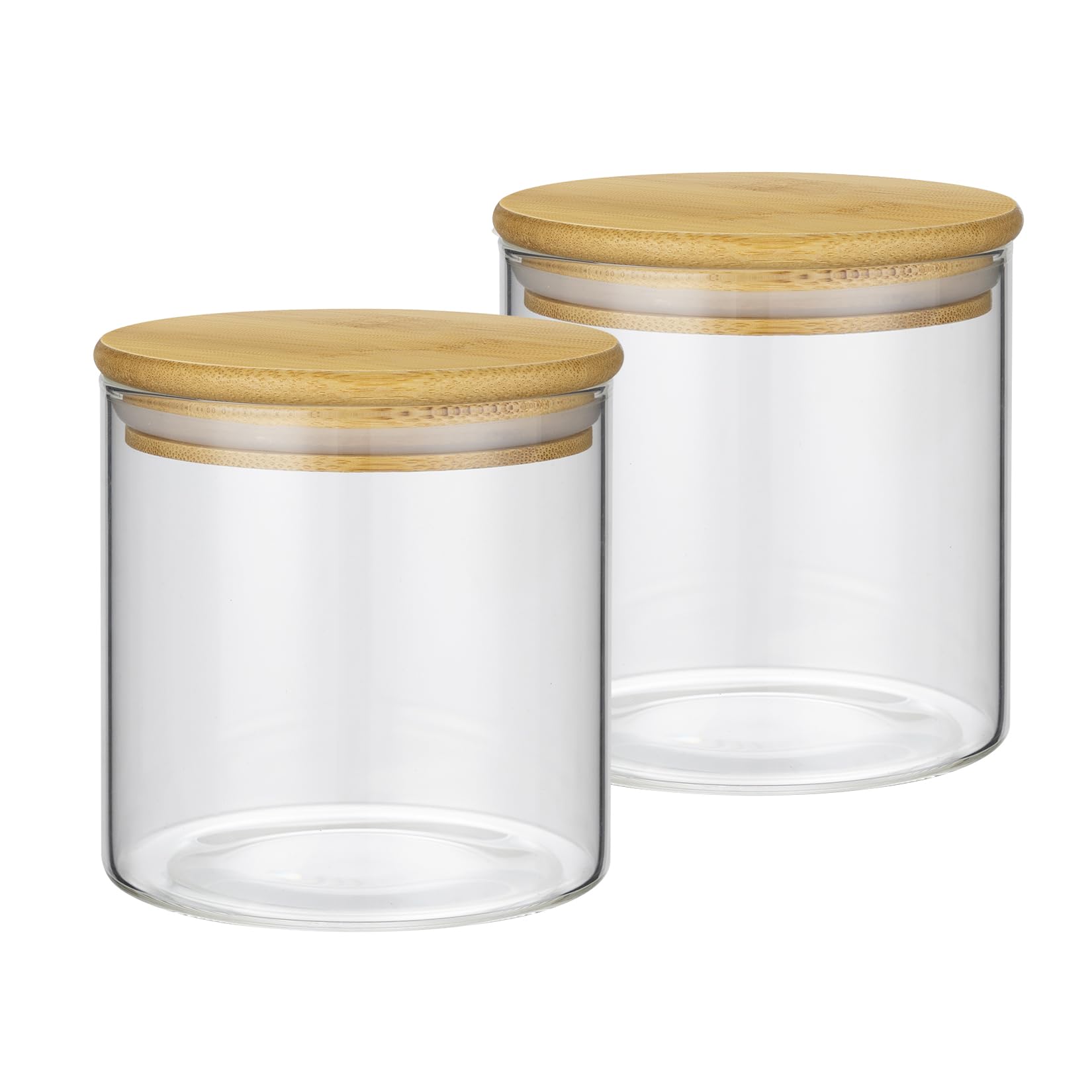 Photo 1 of 1PCS Small Glass Storage Jars with Airtight Lids,18 fl oz (550ml) Cute Clear Storage container with bamboo Lid,Glass Pantry Canister for Beans, Rice,Sugar,Cookie Coffee (N-Clear-2PCS-18FL OZ/550ML)